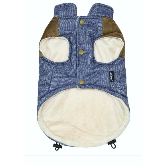 Dobaz Dog Coat XL (~14" See Desc) Denim Jean Jacket Fleece Lining New - Picture 2 of 4